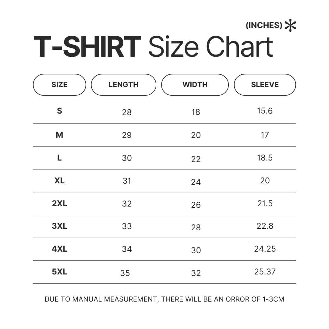 T shirt Size Chart - Junior H Shop